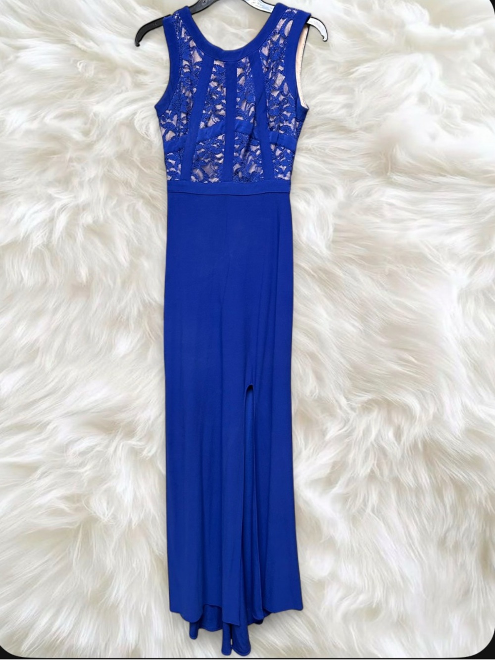 Morgan & Co. Royal Blue Lace Bodice Maxi Dress
